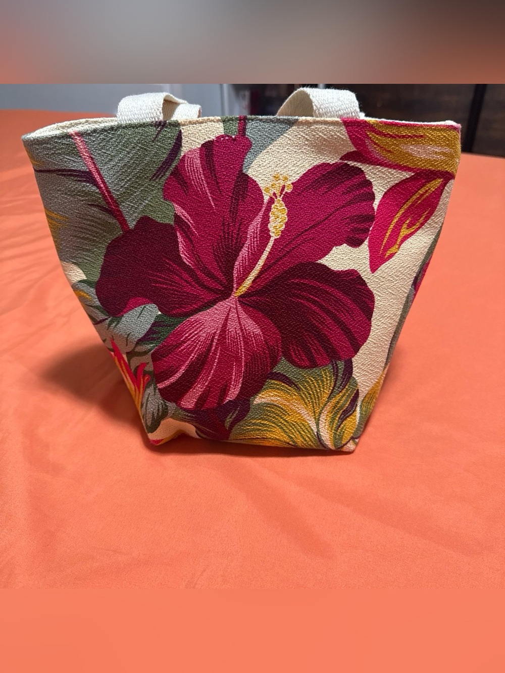 Tropical Hibiscus Canvas Tote - Pink Floral
